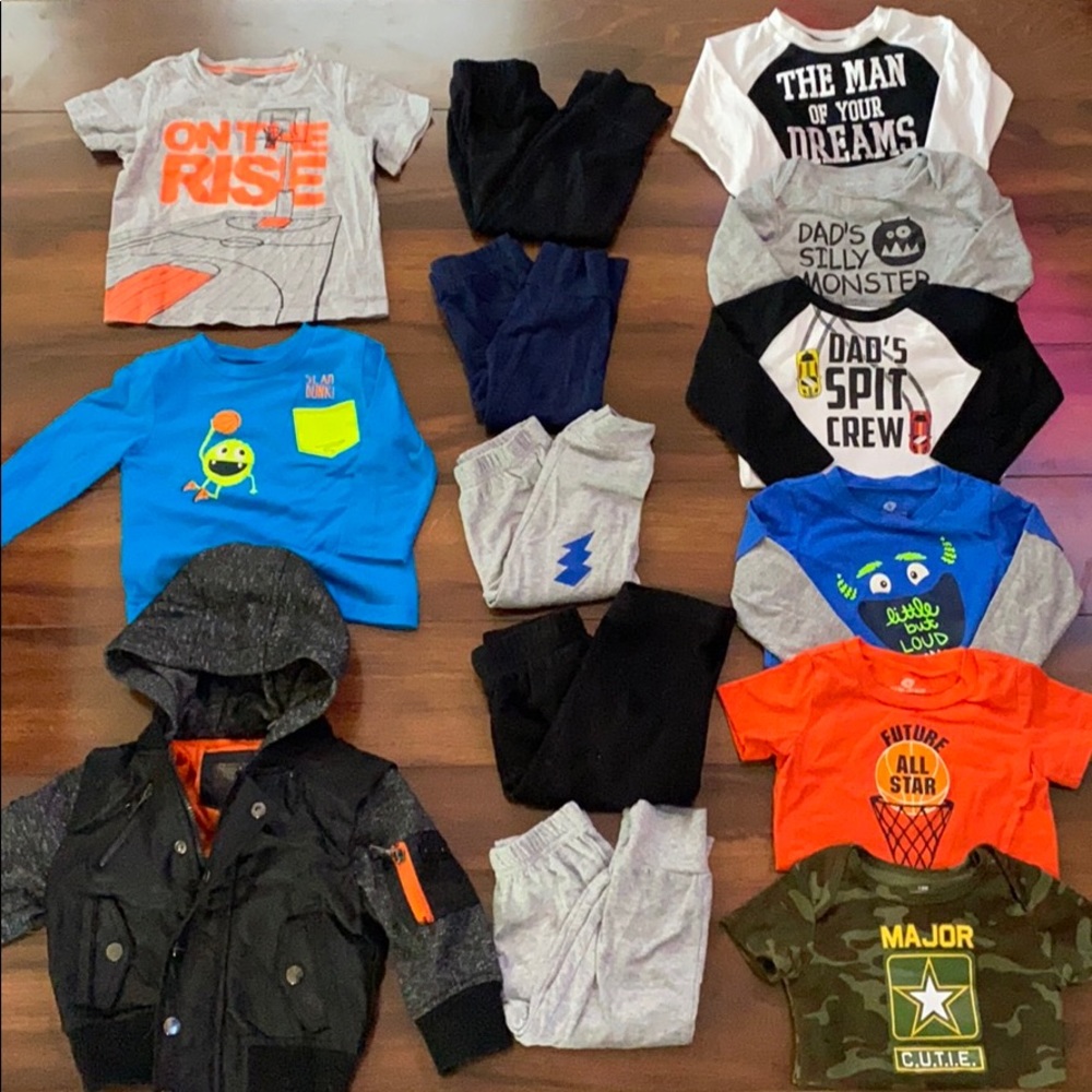 7 body suits. 5 sweats. 2 shirts. 1 jacket